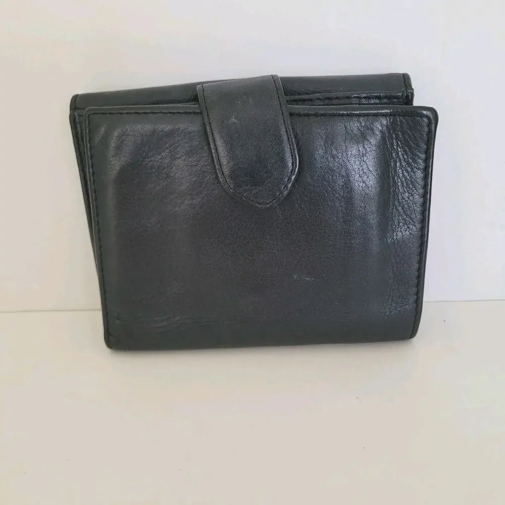 See By Chloe Card Bill Coin Wallet Logo Medium Leather Black Compact Designer‎